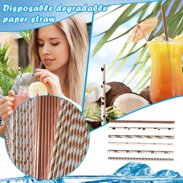 Disposable Colored Paper Straw Party Decoration Juice Drink Milk Tea Straw 25PCS