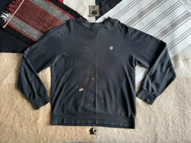ELEMENT Sweatshirt XL -2XL Black Skate 50" 100% Cotton BLEACH MARKS see all pics
