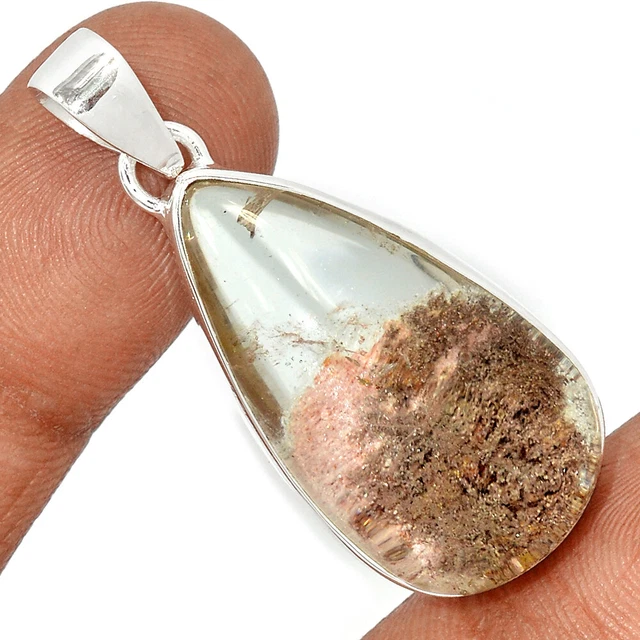 13g Treated Ghost Phantom, Lodolite 925 Sterling Silver Pendant Jewelry CP21789