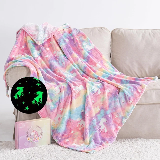 Manta de lanzamiento brillante en la oscuridad, manta luminosa regalo de cumpleaños para niños niñas Ki