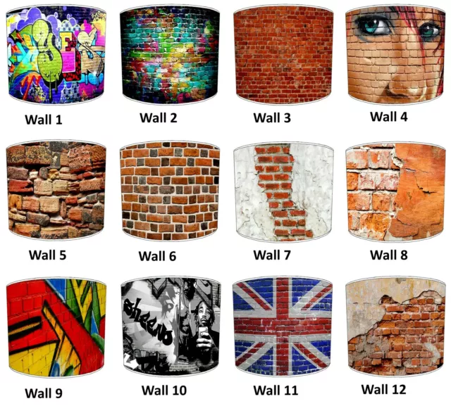 Brick Wall Graffiti Lampshades, Ideal To Match Bedding Sets & Duvet Covers