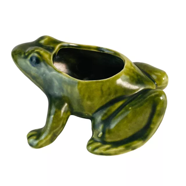 Vintage Brush McCoy Pottery Frog Planter 6" Long Matte Realistic Spring Decor