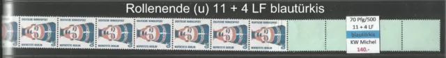 RM Sehenswürdigkeiten 70 Pfg RG 500 ROLLENENDE 11 + 4 LF u blautürkis