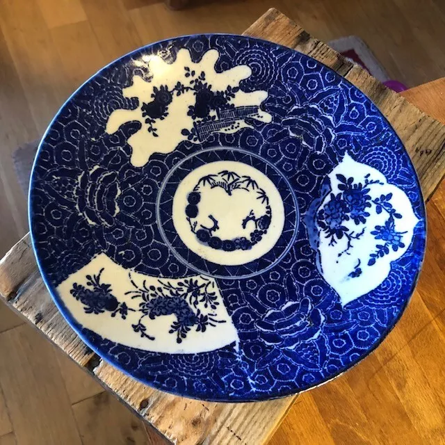 Very Nice Antique Blue & White Chinese / Japanese Large Plate – Imari? –