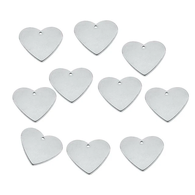 10 Stücke Metall Flache Tags Blank Stamping Tag Herz Anhänger Charms