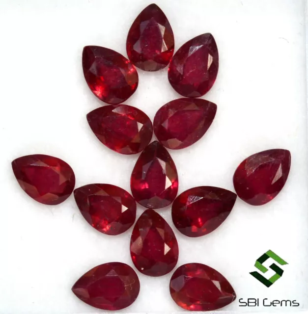 9.38 Cts Natural Ruby Pear Cut 7x5 mm Lot 10 Pcs Calibrated Loose Gemstones GF