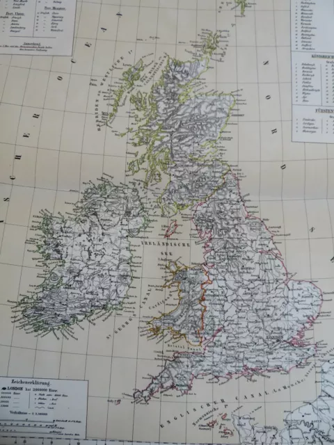 British Isles Ireland U.K. England Scotland Wales 1885 Flemming detailed map