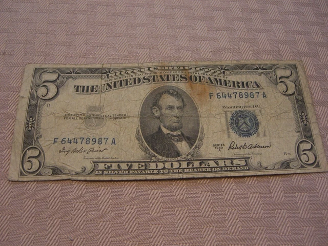 1953 A Series Five Dollar Bill Silver Certificate