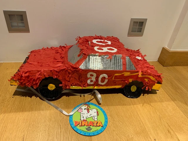 Piñata de carreras de coches de cumpleaños/Hot Wheels + 25 rellenos de juguete + 1 paquete de serpentinas