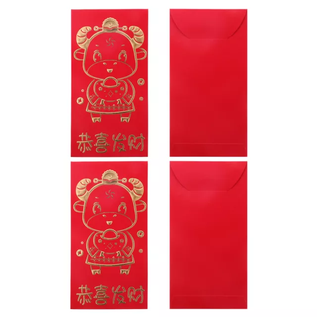 24 Pcs Red High-grade 160g Fluorescent Paper Year of The Ox Envelope Chinese