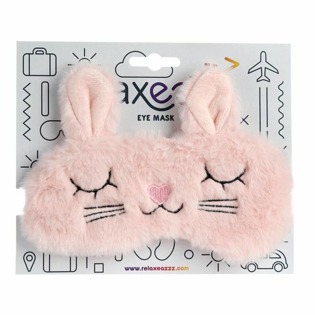 Schlafbrille Kaninchen Schlafmaske Augenmaske flauschig weich NEU