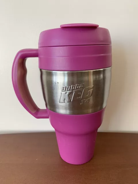 Bubba Keg 34 Oz Travel Mug Stainless Steel Insulated Purple Handle Flip Lid