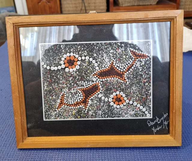 ABORIGINAL ART IN timber frame with glass front EUR 30,36 PicClick FR