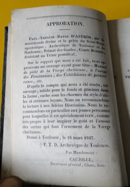 Manual De Piedad de La Virgen Cristiana 1847 Hermandad Corazón María Toulouse 2