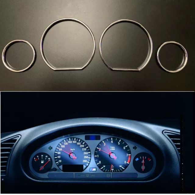 Matt Chrome Speedometer Dial Gauge Rings Bezel For Bmw 3 Series E36 M3 Z3 Uk