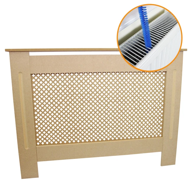 Radiateur Housse Moderne Blanc Armoire MDF lattes bois Grill meubles 111,5cm