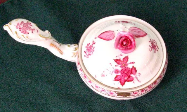 Herend Porcelain Apponyi Flowers Small Pot with Lid and Handle 2