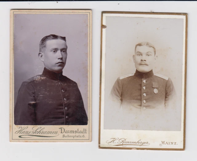 CDV Foto 2x  Militär Soldat Offizier Darmstadt Mainz Hessen 1900