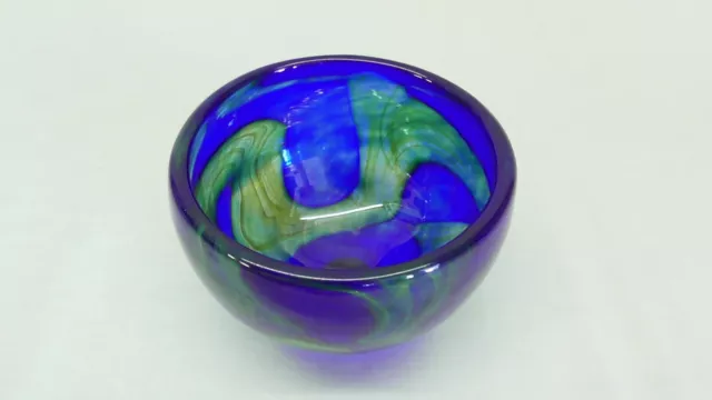 Mtarfa Maltese Blue, Yellow & Green Organic Art Glass Bowl, Dish 2