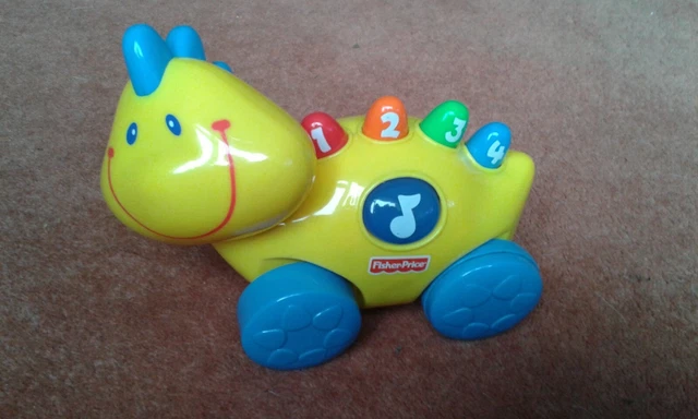 FISHER-PRICE BABY SMARTRONICS ROLL-ALONG DINO Buttons say numbers and ...