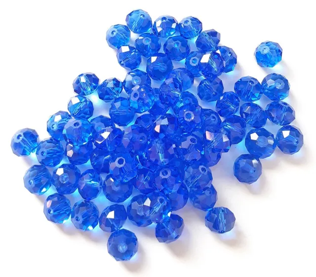 Perle en cristal facette bleu forme bohème, cristal bohème facette perle