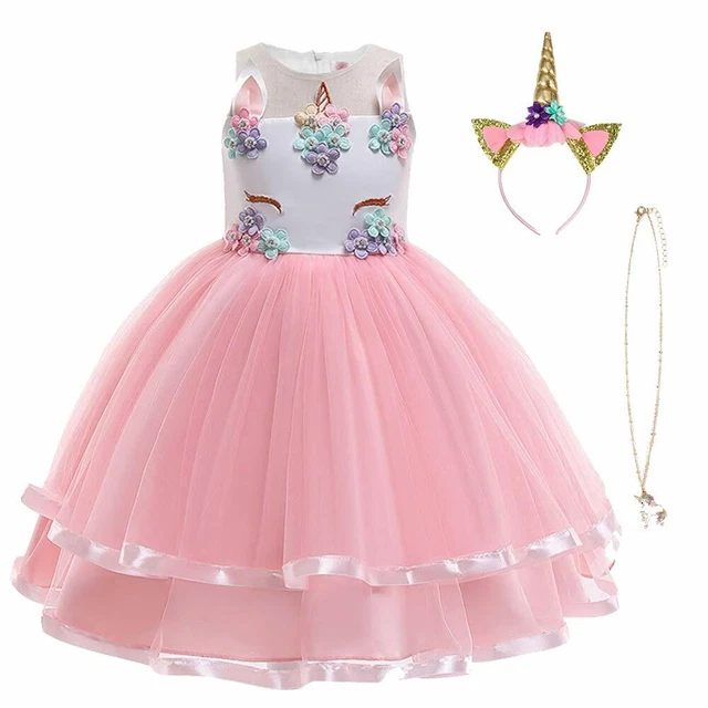URAQT Ragazza Vestito Unicorno, Ruffles Fiori Festa Cosplay Abito da (q9W)