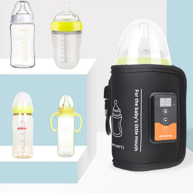 USB Baby Bottle Milk Warmer Thermostat Travel Heater Bag Pouch Portable Feeding