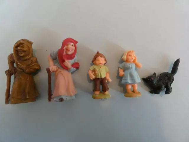 5 alte Figuren Märchen Hänsel und Gretel Hexe Katze Rohling Hexe Plaho DDR 6/94