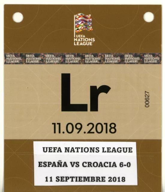 Ticket Entrada Football Futbol Press Pass Spain Croatia Nations League 2018 6-0