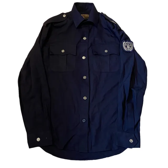 Rara camicia pompiere kuwait 15"" blu pompiere cimeli da collezione