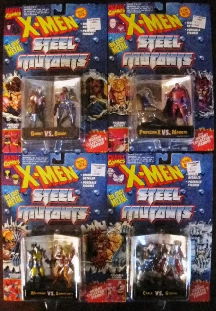 X-Men Steel Mutants Set Of 4 (1994) Wolverine Sabretooth Gambit Bishop Magneto +