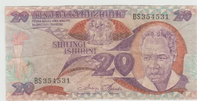 Billet 20 Shillingi TANZANIE  Afrique 1985