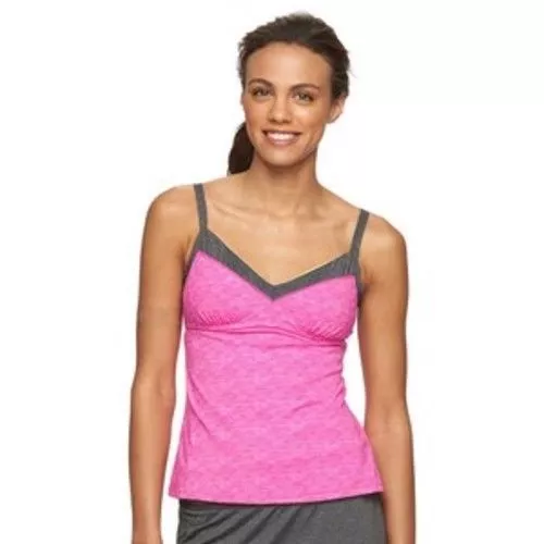 Tek Gear Size S M L XL PInk Space Dye Open Apron Back Tankini Top FREE SHIPPING