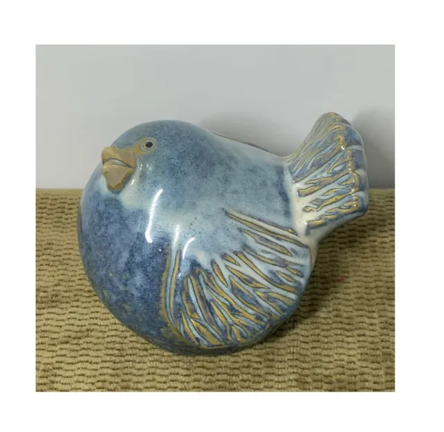 Vintage Studio Pottery Art Of A Chubby Bird Figurine With Beautiful Colors