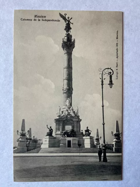 Antique Mexican Postcard COLUMNA DE LA INDEPENDENCIA  Latapi & Bert FROM 1910´S