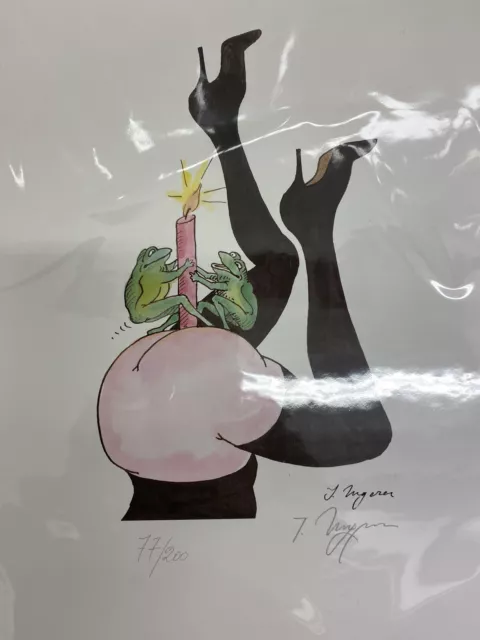 Tomi Ungerer Le Feu au Derrière Lithographie Erotique Signée tirage 77/200 Rare