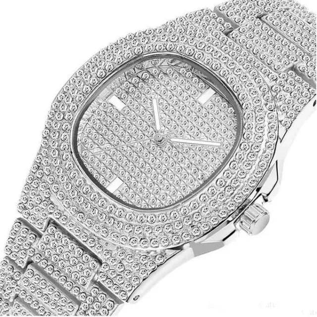 Reloj moderno estilo hip-hop para hombre con blanco brillante CZ en plata esterlina 925