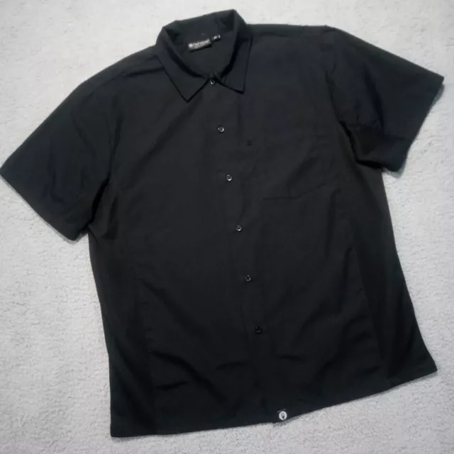 Chef Works Womens Universal Button Up Shirt M Black Short Sleeve Vented Mesh