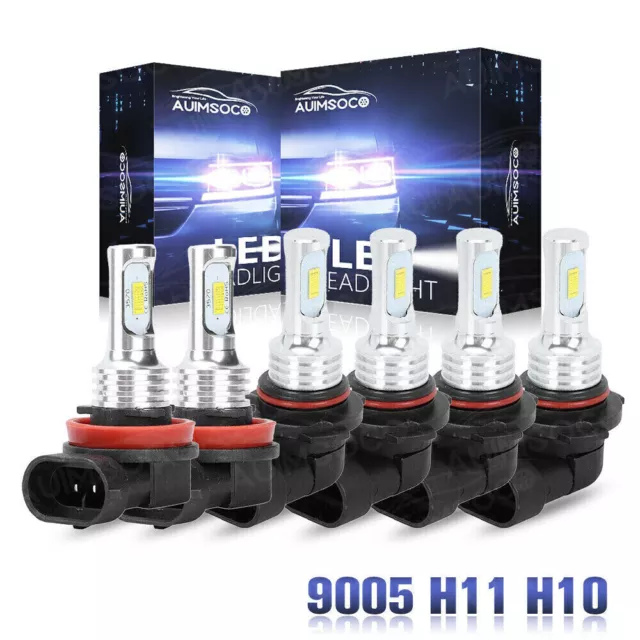 Car Lights Front LED Headlight Hi/Low Fog Bulbs 6K Kit For Ford Escape 2013-2015