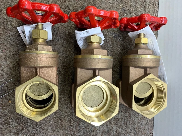 LOT-28) 2" & 1 1/2" Brass 200 Water Oil Gas Female Gate Valve FIP NPT Threaded