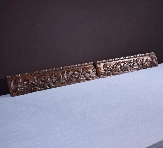 French Antique Highly Carved Architectural Trim Panels in Solid Oak Salvage 3