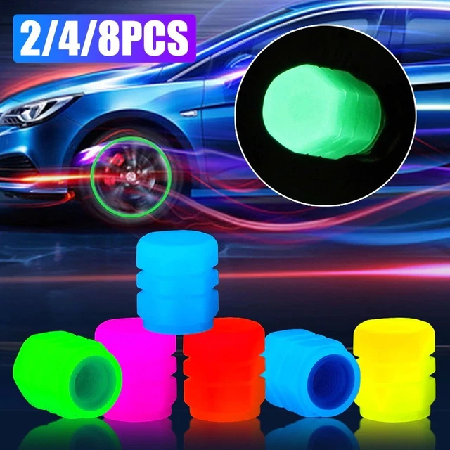 Lot De 4 Bouchons De Valve Fluorescents Bleus - Universels Pour Pneus Voiture, Moto, Vélo, SUV