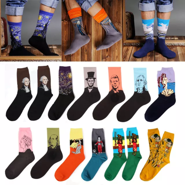 [Men/Women] Famous World Painting Van Gogh Monet Munch Art Funny Novelty Socks 2