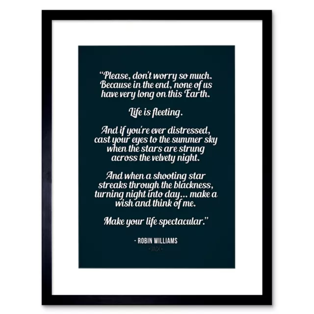 Quote Robin Williams Don'T Worry Life Spectacular Framed Wall Art Print 12X16 In