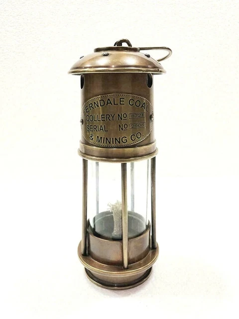 Ancien Ancre Huile Lampe Laiton & Cuivre Nautique Maritime Bateau