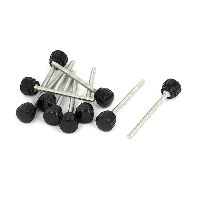 Lot De 10 Vis De Réglage à Tête Moletée Noires, M4 X 50mm, Filetage Mâle, Par Uxcell