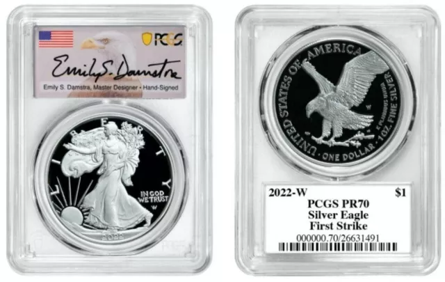 2022 W SILVER EAGLE PCGS PR70 DCAM FIRST STRIKE Emily Damstra Pre-Sale