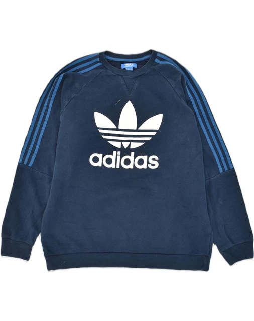 FELPA ADIDAS UOMO Grafica Maglione XL Blu Navy Cotone RD12 EUR 25