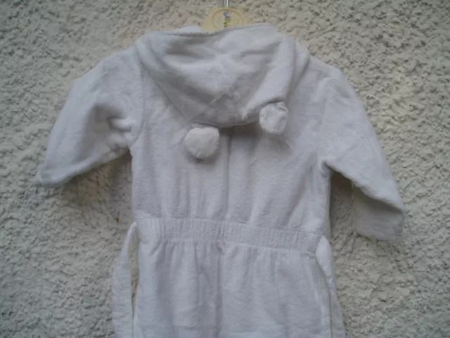 Mothercare Childs White Hooded Dressing Gown/Bathrobe.up To 12 Months. 3