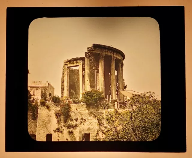Antique Glass Slide Temple of Sybil Tivoli Magic Lantern Charles Dudley Arnold